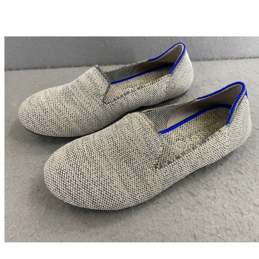 Rothys Kids Loafer Grey White Marled Knit Slip On Shoes Size K1 US 13 UK 32 EU